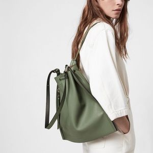 All saints Alpha leather convertible backback green